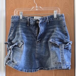 Denim Cargo Mini Skirt Sz L